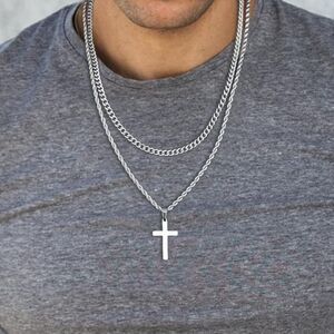 Men’s Cross Necklace Chain Set